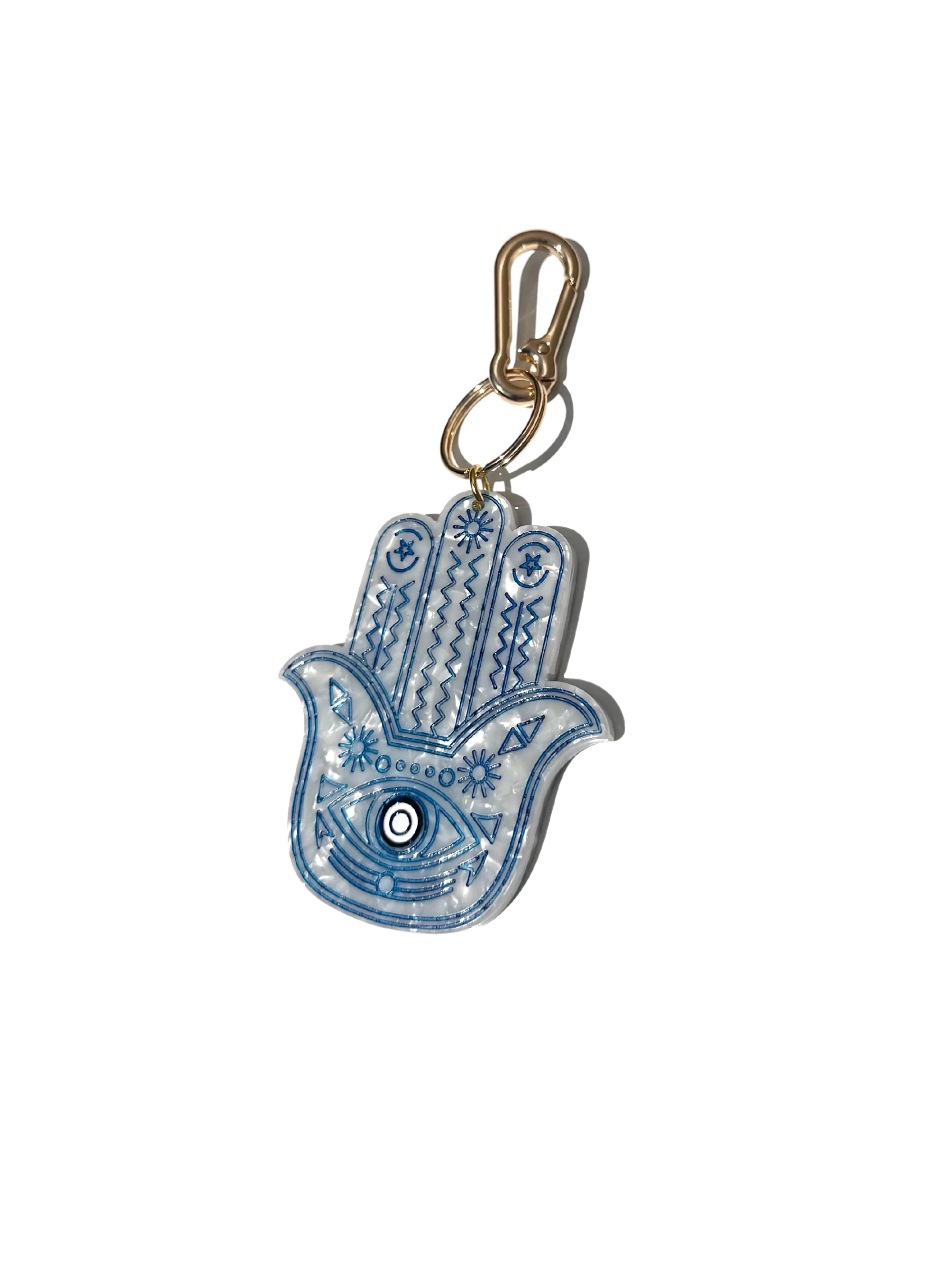 Hand-painted Hamsa Hand Bag Charm   Keychain | Eco-Friendly