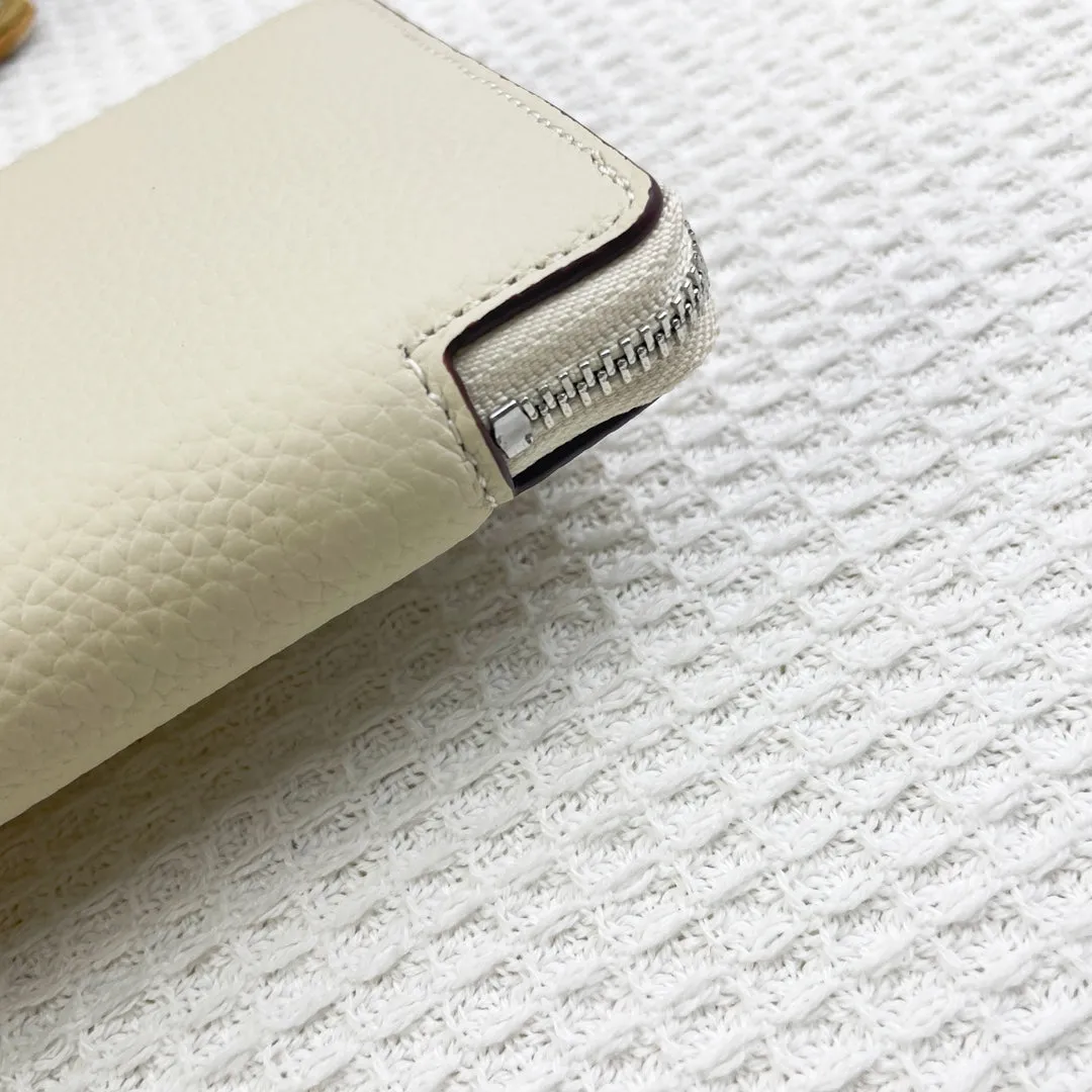 HM SILK'IN CLASSIC WALLET 20 WHITE GRAINED CALFSKIN