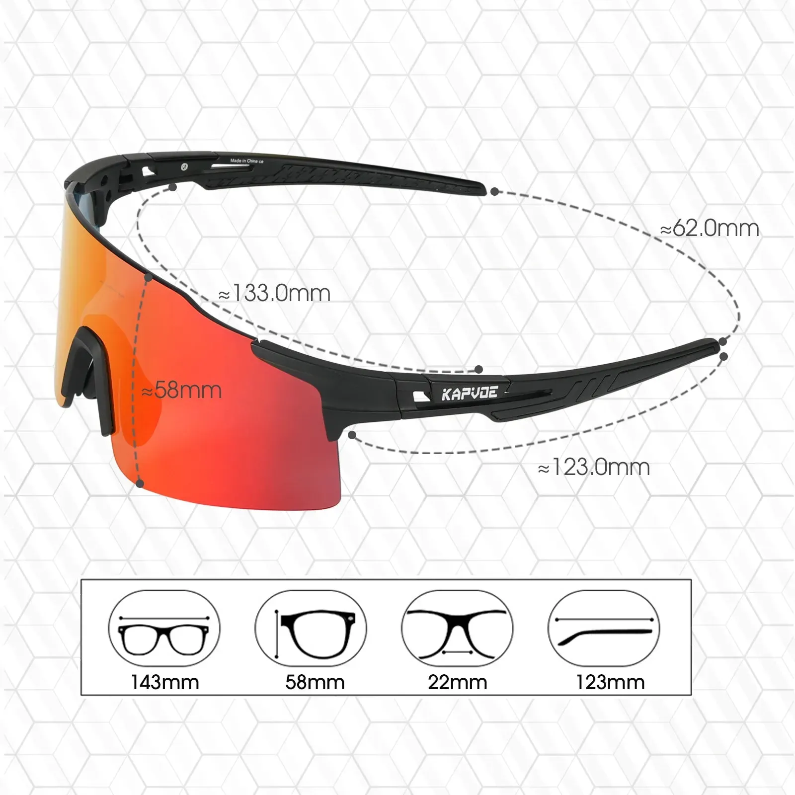 Kapvoe Polarized Bicycle Cycling Glasses Outdoor Sports Sunglasses Fishing Goggles New Men Women MTB Bike Riding Hiking Eyewear