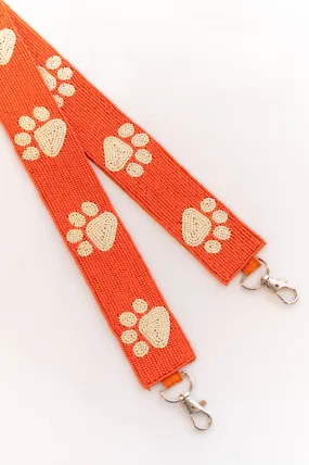 Keep Your Paws On The Ball Beaded Purse Strap, White Orange