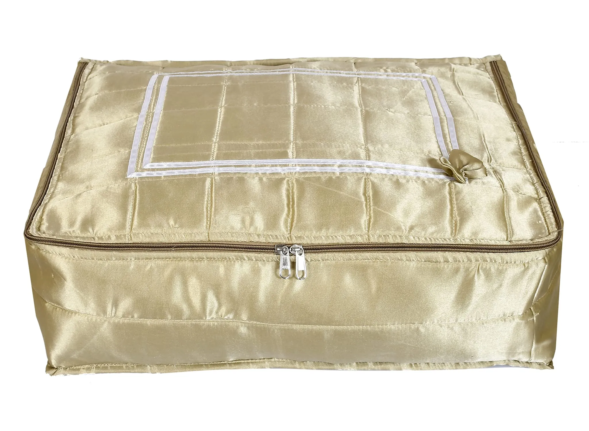 Kuber Industries 12 Flaps Saree Cover In 1 Bag With Separate Zipped For Wedding Collection, Bridal Saree Collection (Cream)-HS_38_KUBMART21756