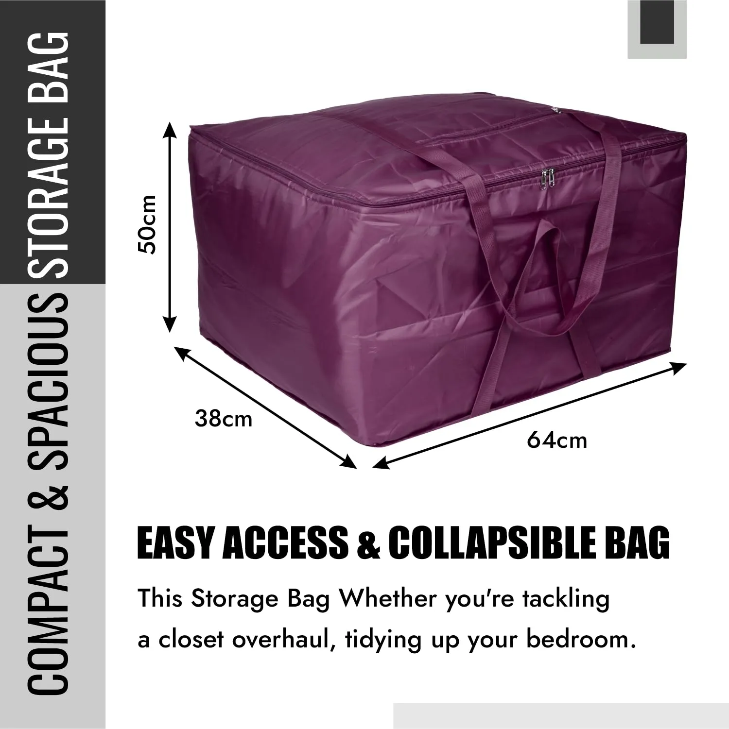 Kuber Industries Storage Attachi Bag | Parachute Travel Storage Bag | Underbed Storage Bag | Storage Organizer for Clothes | Zipper Closure Blanket Bag with Handle | Large | Maroon