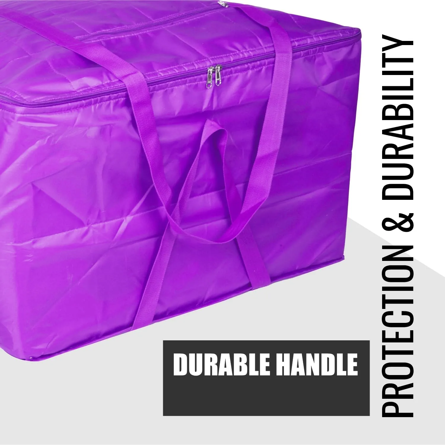 Kuber Industries Storage Attachi Bag | Parachute Travel Storage Bag | Underbed Storage Bag | Storage Organizer for Clothes | Zipper Closure Blanket Bag with Handle | Large | Purple