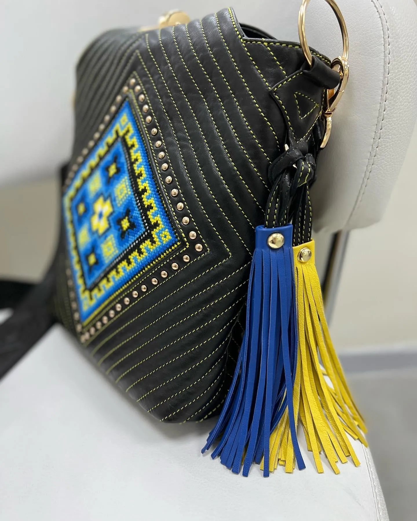 Leather Hand Embroidered Purse “Ukraine”