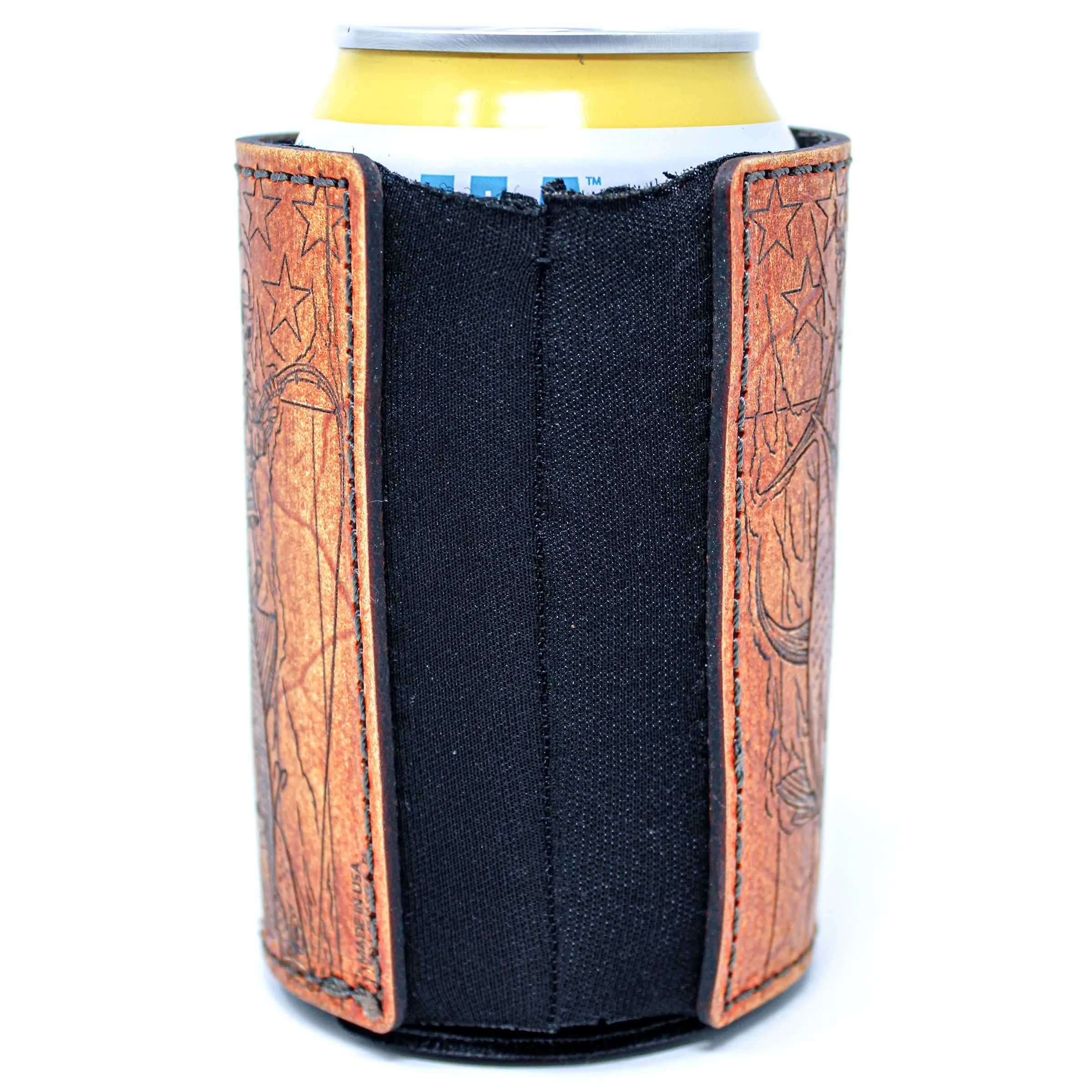 Leather Patch Drink Sleeve - Skellywag vs. Yellowfin