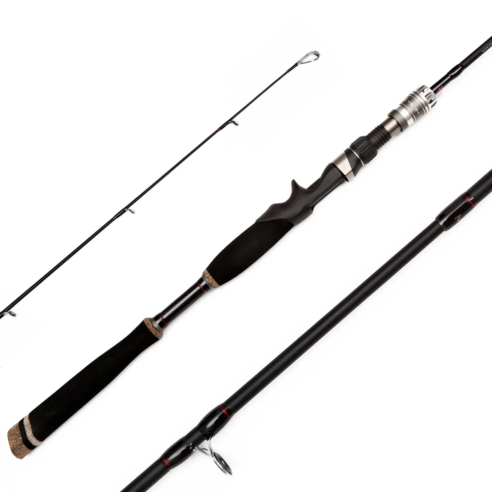 Length Adjustable 6.6'~9' Casting Fishing Rod w/ Spare Tip M/ML Carbon Rock Fishing Pole MF Action