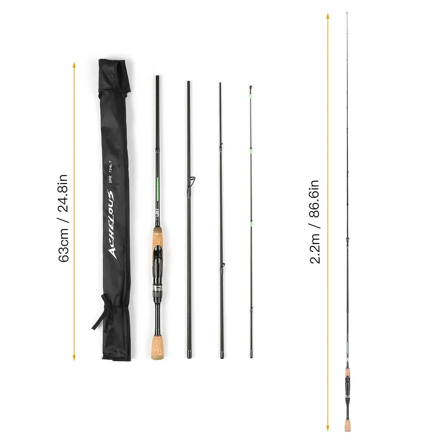 Lixada Portable Travel Spinning Fishing Rod 6.8FT Lightweight Carbon Fiber 4 Pieces Fishing Pole For Outdoor Fishing