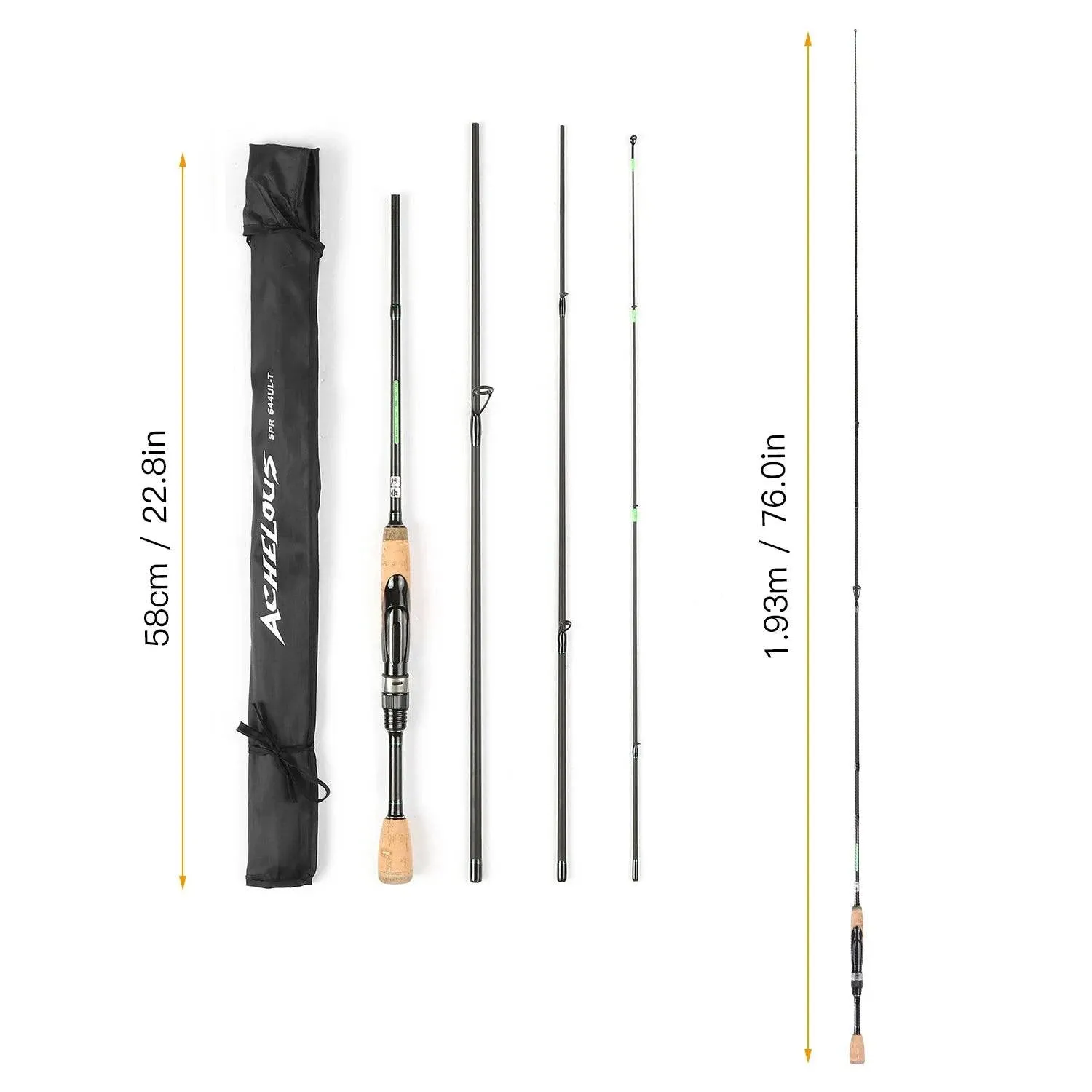 Lixada Portable Travel Spinning Fishing Rod 6.8FT Lightweight Carbon Fiber 4 Pieces Fishing Pole For Outdoor Fishing