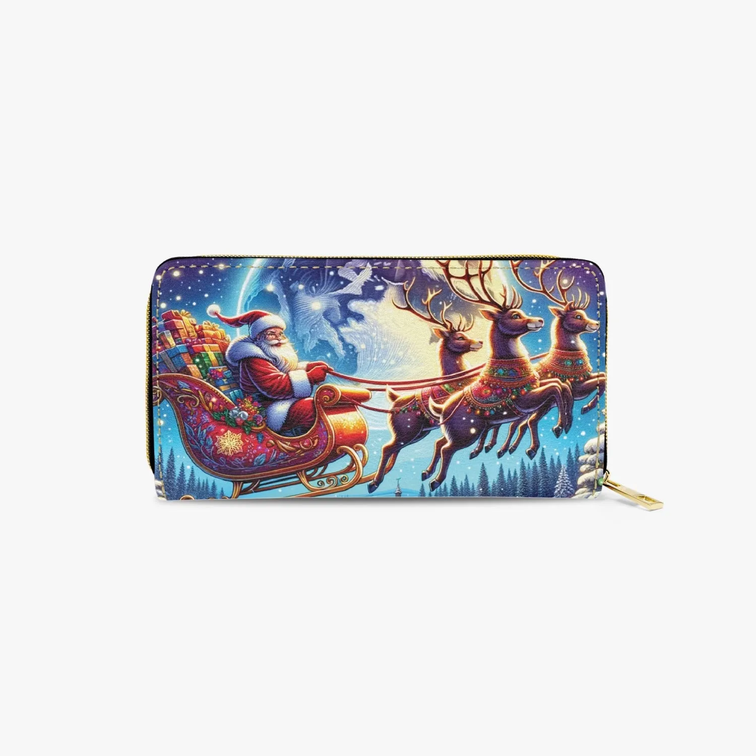 Long Type Zipper Purse - Christmas, Santa Sleigh