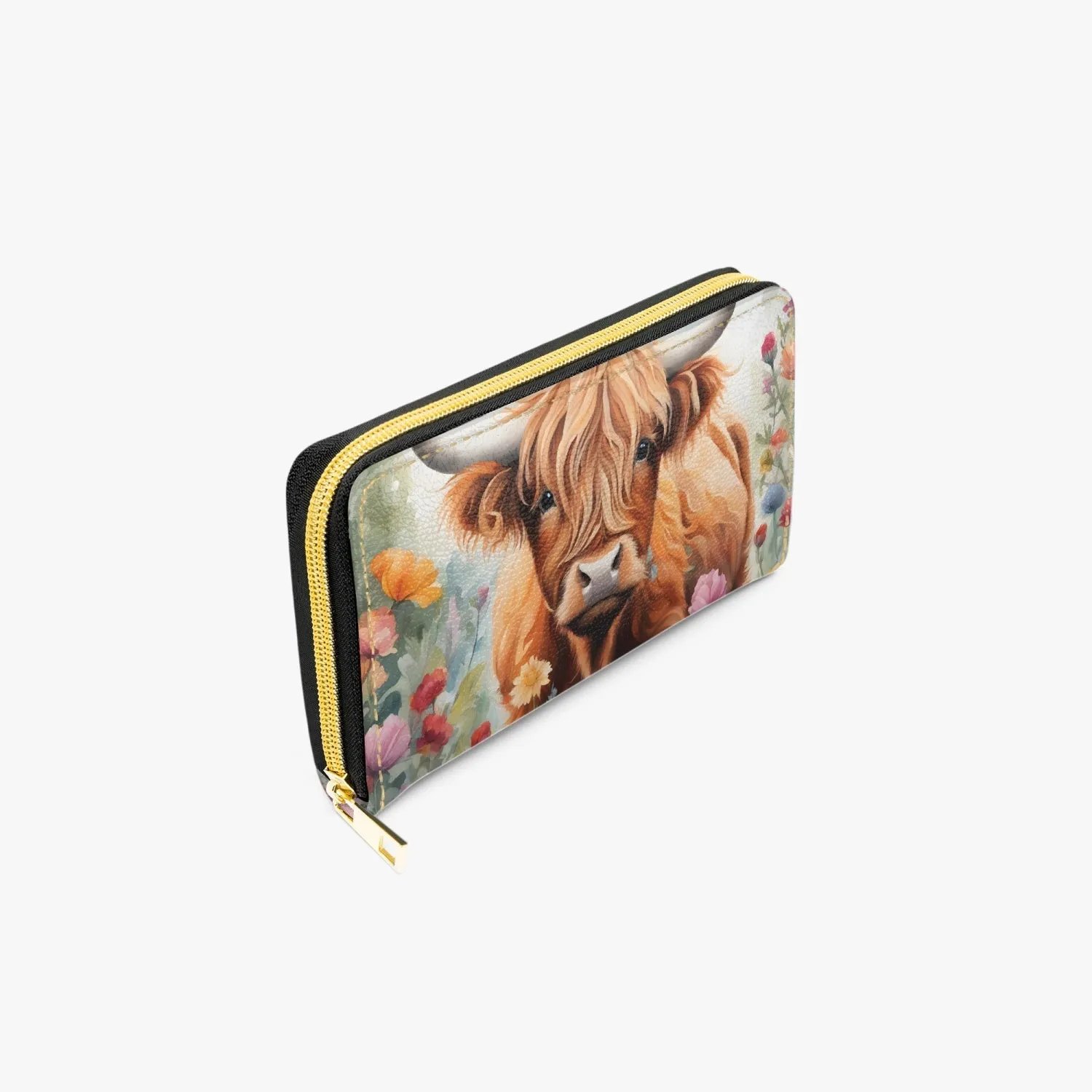 Long Type Zipper Purse, Highland Cow, awd-643