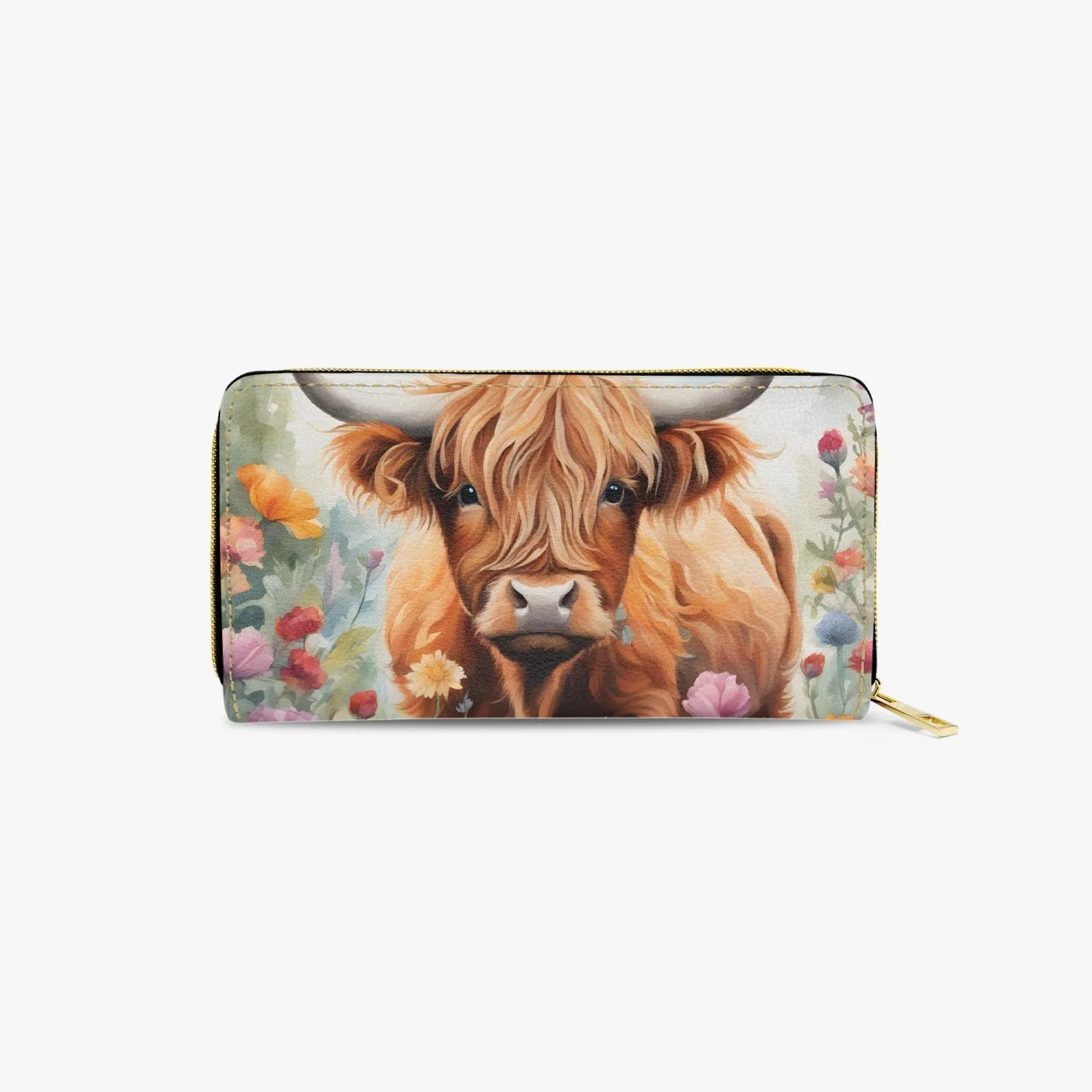 Long Type Zipper Purse, Highland Cow, awd-643