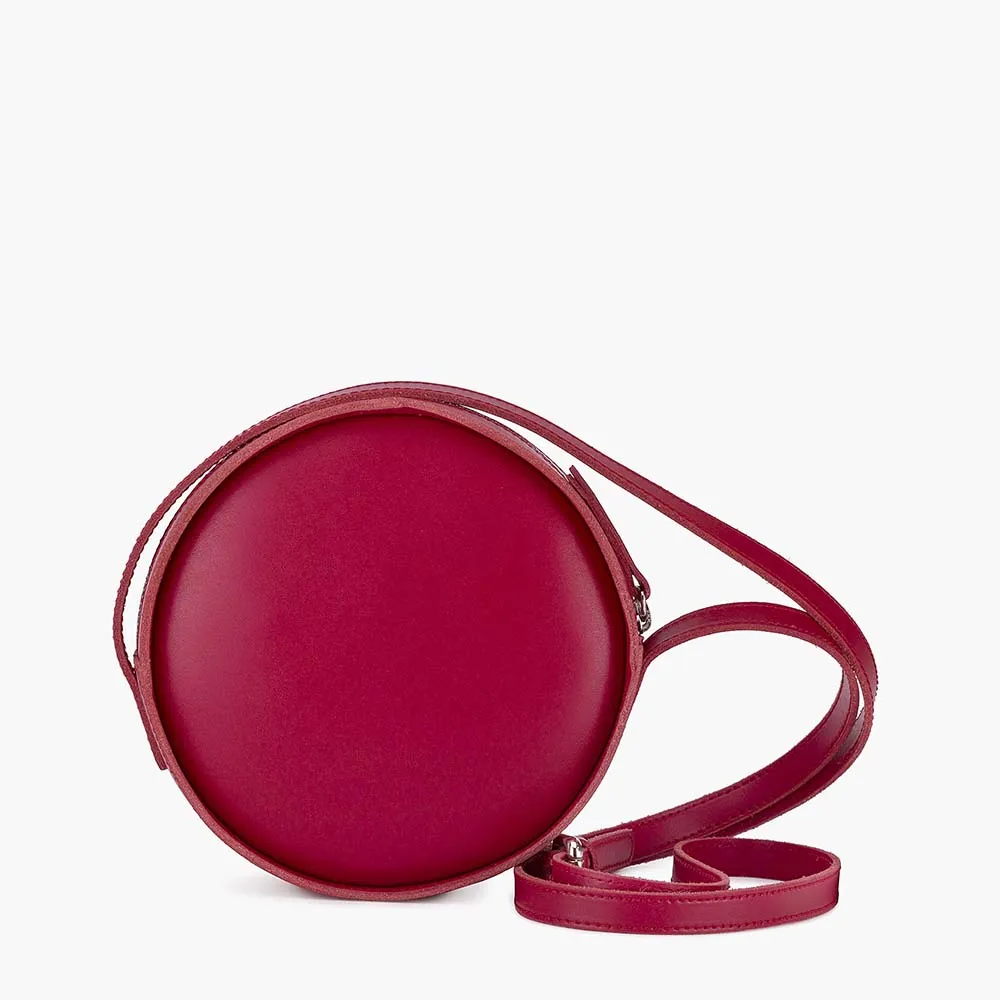 Luna Leather Circle Crossbody Bag - Red