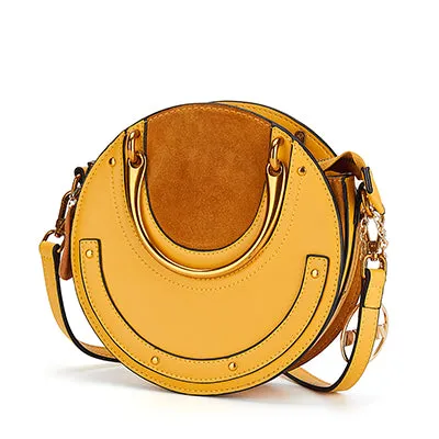 Luxurious Genuine Leather Circular Handbag