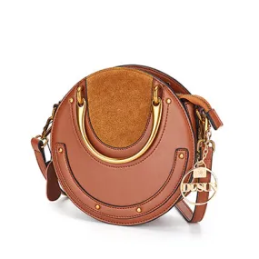 Luxurious Genuine Leather Circular Handbag