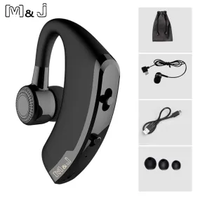 M&J V9 Handsfree Business Wireless Bluetooth Headset With Mic Voice Control Headphone For Drive Connect With 2 Phone