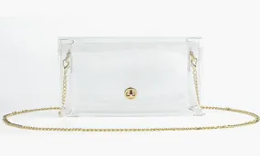 Mavi Bandz Clear Crossbody Purse w/ Gold Adjustable Chain