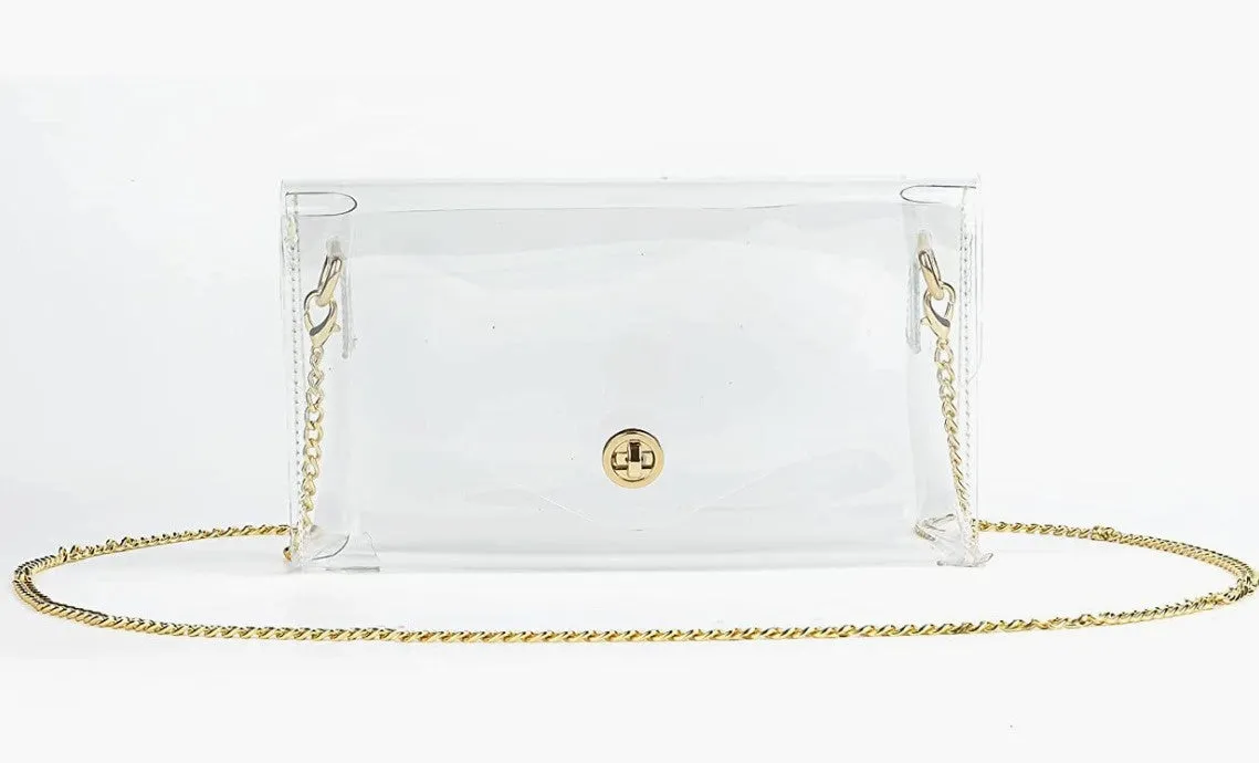 Mavi Bandz Clear Crossbody Purse w/ Gold Adjustable Chain