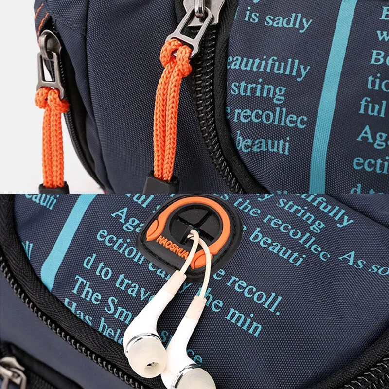 Men Waterproof Outdoor Headphone Plug Crossbody Bag Chest Sling