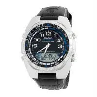 Men's Casio Ana-digi Forester Fishing Timer Watch With Leather Band