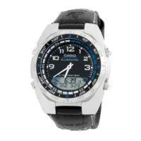 Men's Casio Ana-digi Forester Fishing Timer Watch With Leather Band