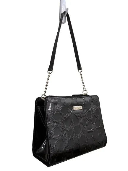 Miche Structured Black Patent Leather Purse