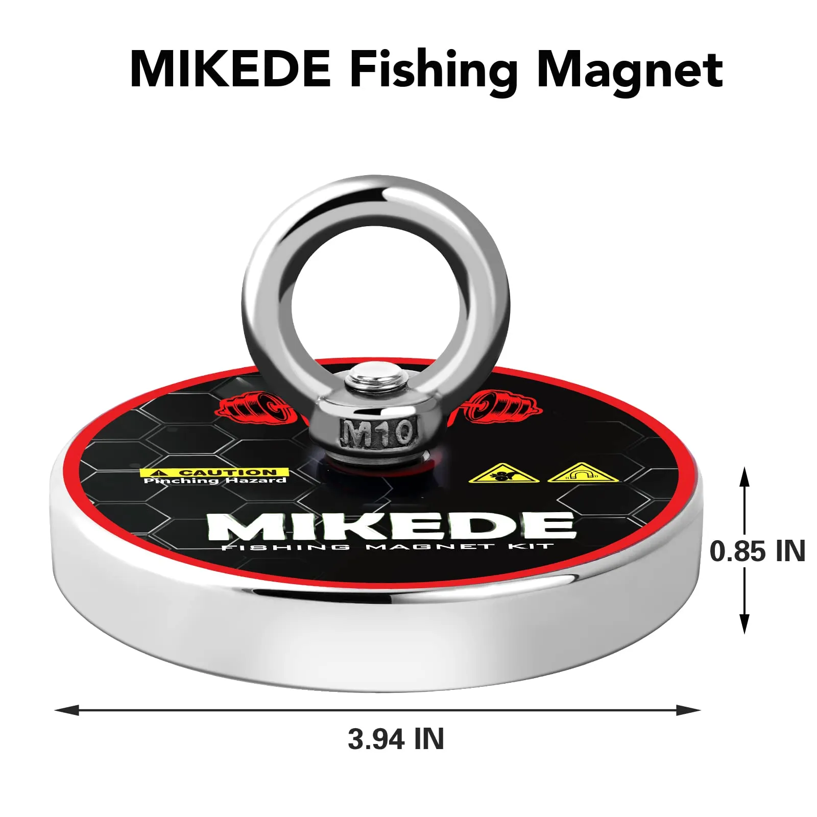 MIKEDE Fishing Magnets, 1080 LBS Pulling Force Strong Magnets Fishing Kit with Heavy Duty Rope Diameter 3.94inch(100mm), Big Neodymium Rare Earth Magnet for Retrieving in River and Magnetic Fishing