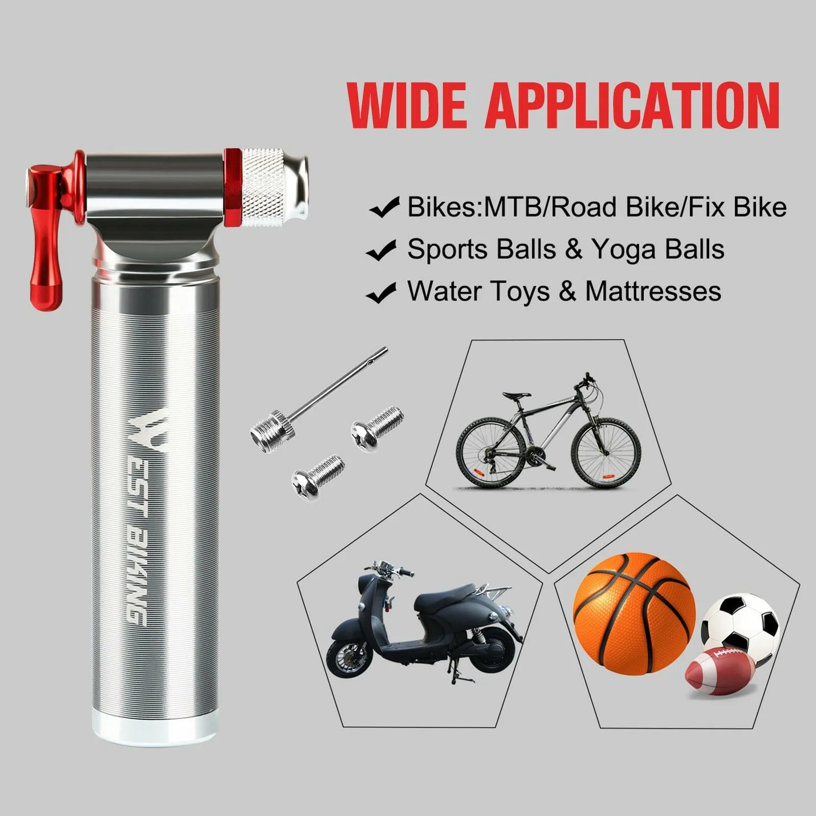 Mini Bike Pump CO2 Inflator Road Mountain Bikes Bicycle Tire Pump for Presta and Schrader