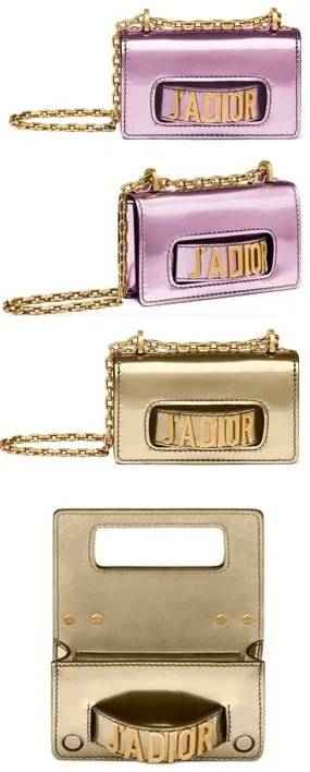 Mini J'adior Flap Bag in Metallic Leather - Pink or Gold