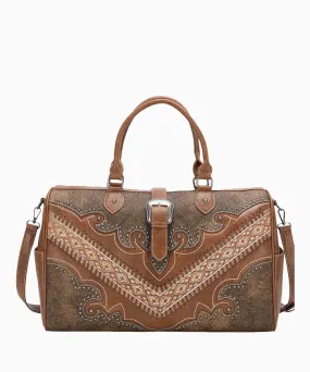 Montana West Floral Aztec Embossed Buckle Duffle Bag