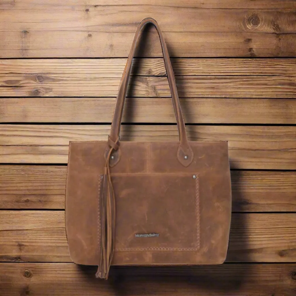 Montana West Genuine Leather Concealed Carry Wide Tote