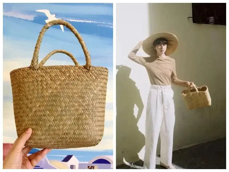 Natural Seaweed Handmade Woven Bag