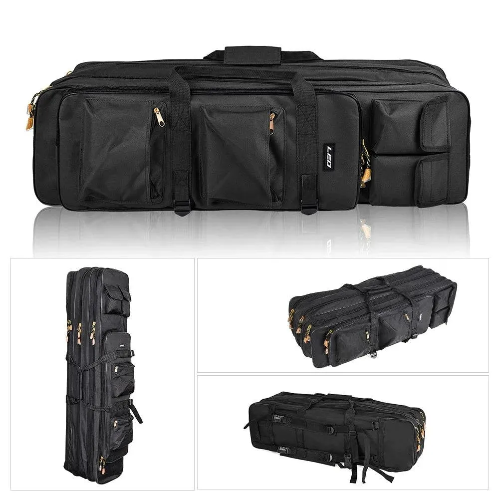 Outdoor 3 Layer Fishing Bag Backpack 80cm/100cm Fishing Rod Reel Carrier Bag Fishing Pole Tackle Bag Carry Case Travel Bag