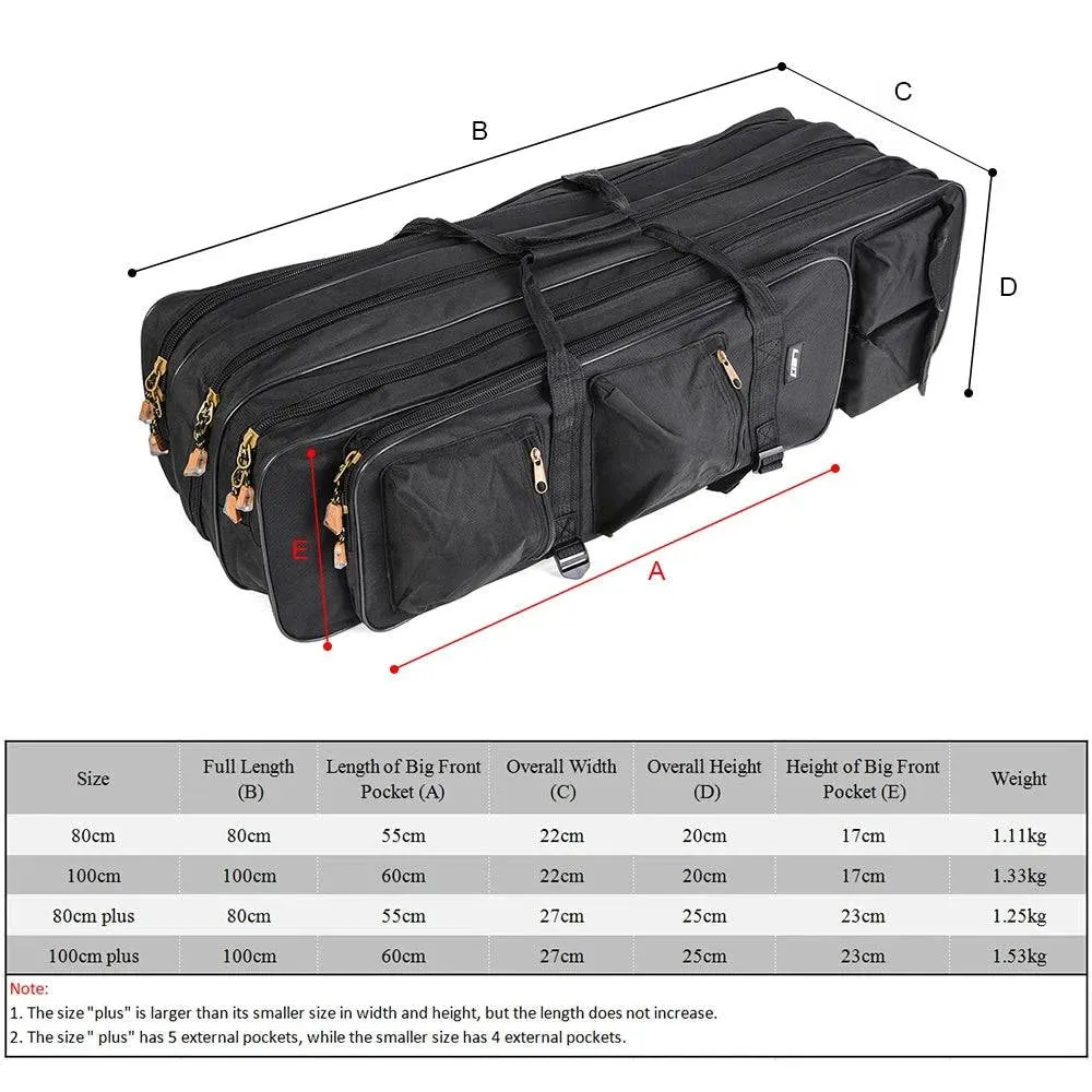 Outdoor 3 Layer Fishing Bag Backpack 80cm/100cm Fishing Rod Reel Carrier Bag Fishing Pole Tackle Bag Carry Case Travel Bag