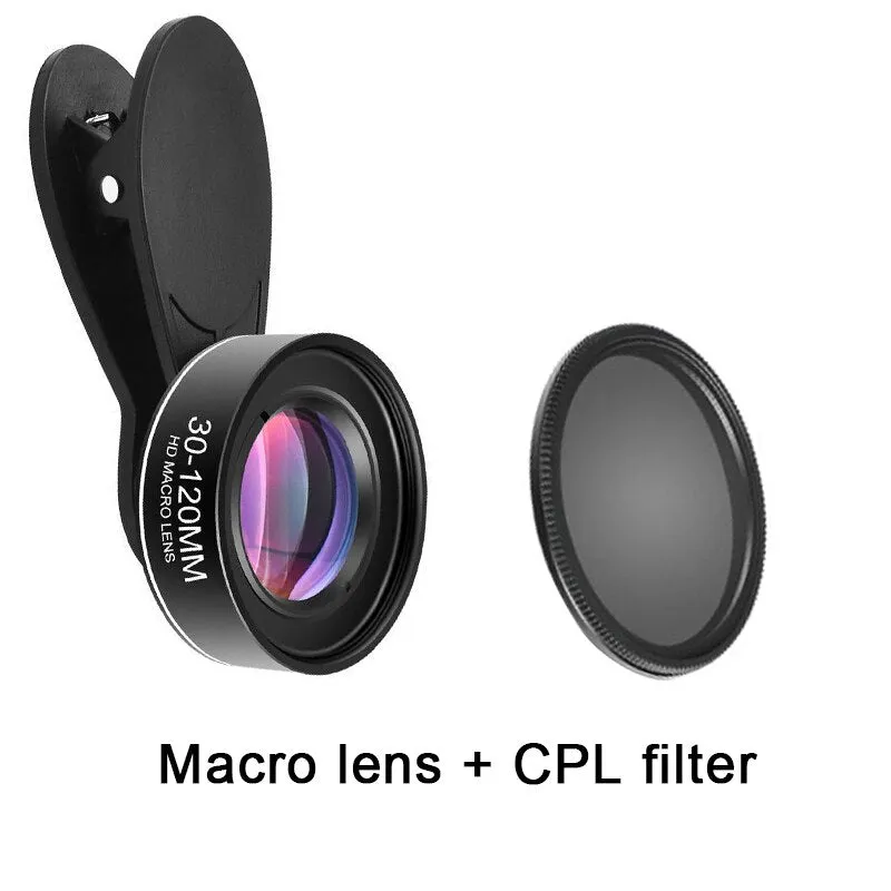 Phone Camera Lens 30-120mm Macro Lens Long Distance 4K HD Mobile Phones Accessories Lens CPL Star Filter for iPhone X Smartphone