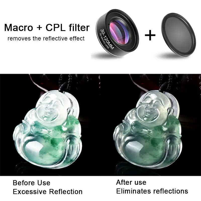 Phone Camera Lens 30-120mm Macro Lens Long Distance 4K HD Mobile Phones Accessories Lens CPL Star Filter for iPhone X Smartphone