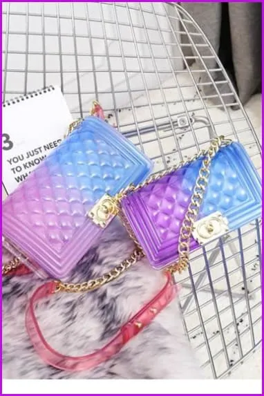 Plaid Jelly Gradient Transparent Cross Body Bag F055