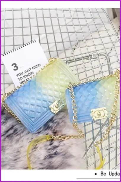 Plaid Jelly Gradient Transparent Cross Body Bag F055