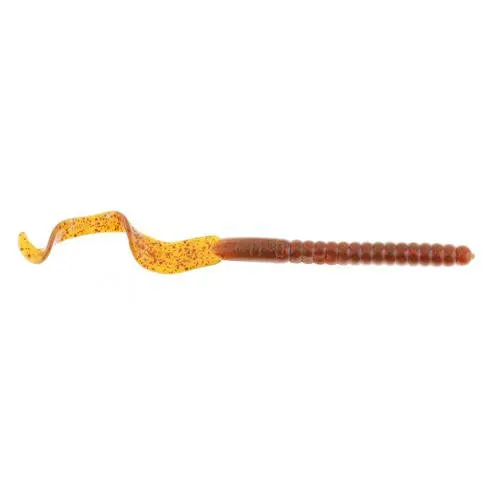 PowerBait Power Worm Soft Bait - 7" Length, Motor Oil Red Fleck, Per 13