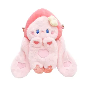 Princess Doll Rabbit Peach Fruit Hood Plush Doll Messenger Bag