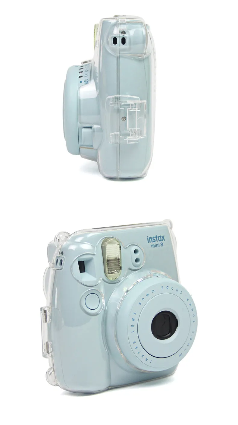 protective cover of the transparent protective shell is suitable for Fujifilm Instax Mini8 / 9 camera with color shoulder strap