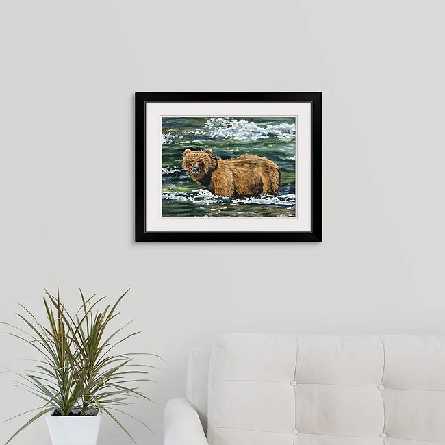 "Grizzly Fishing" - 11"x15" Original watercolor or Giclée print.