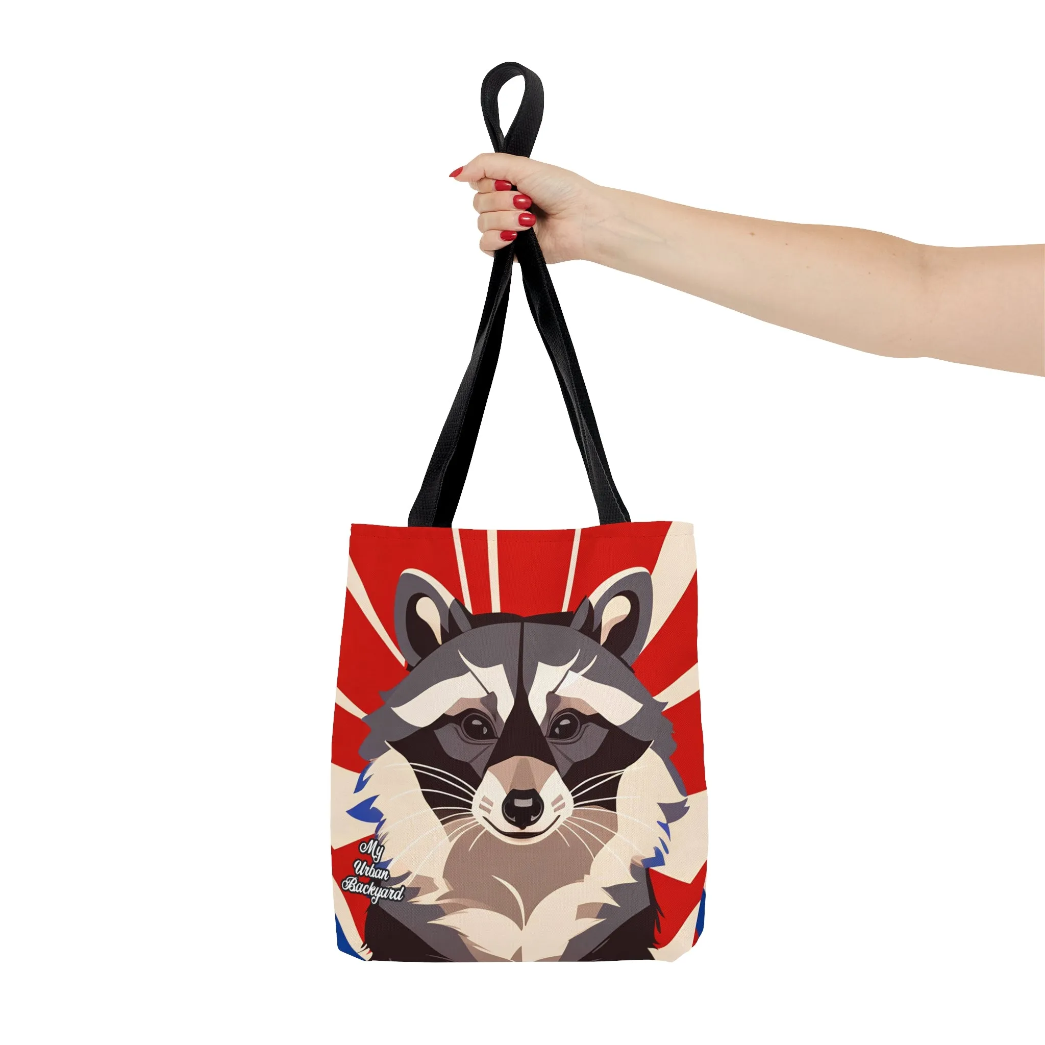 Raccoon on Art Deco Rays, Tote Bag for Everyday Use - Durable and Functional