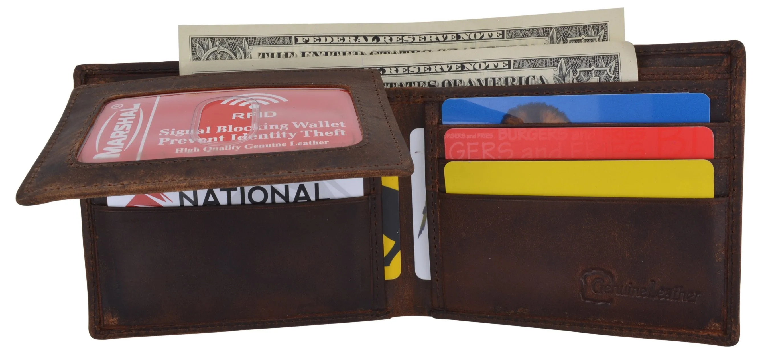 RFID Blocking Mens Genuine Leather Arizona Logo Credit Card ID Bifold Wallet 53HTC ARIZONA