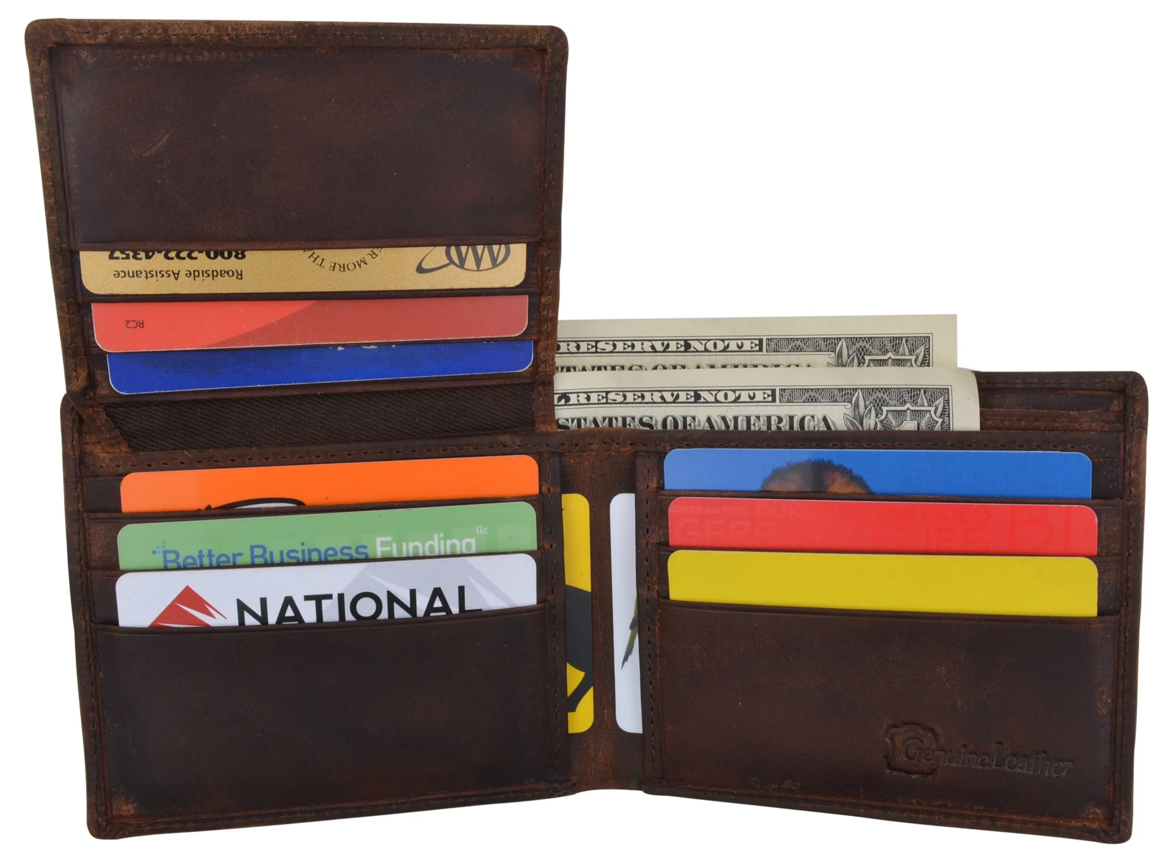 RFID Blocking Mens Genuine Leather Arizona Logo Credit Card ID Bifold Wallet 53HTC ARIZONA