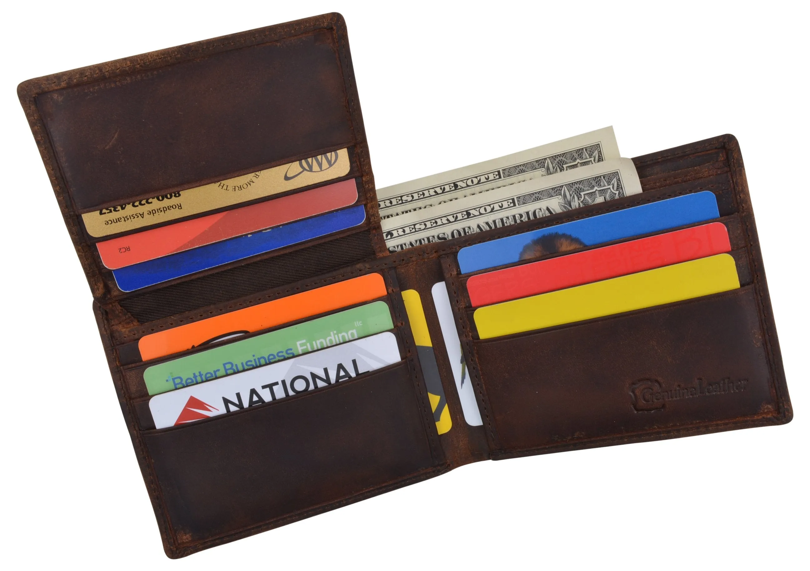 RFID Blocking Mens Genuine Leather Arizona Logo Credit Card ID Bifold Wallet 53HTC ARIZONA