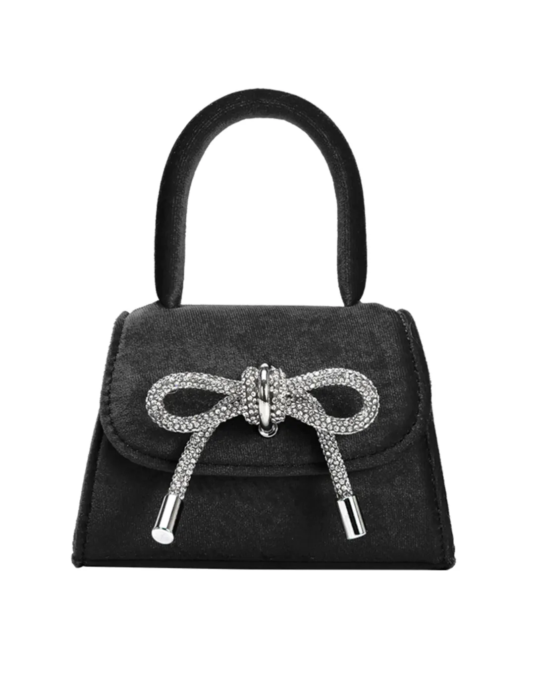 Sabrina Mini Velvet Top Handle Bag, Black