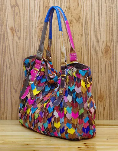 Soft Leather Colorful Hand-painted Women's shoulder bag