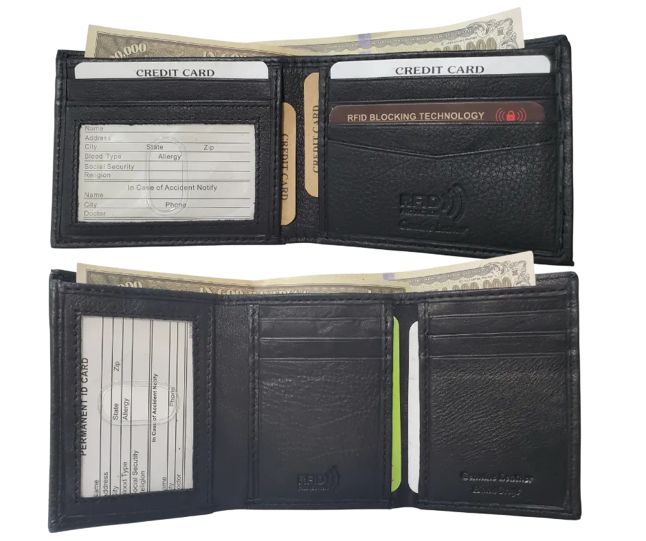 Soft RFID Bi or Tri Fold I.D. Wallet