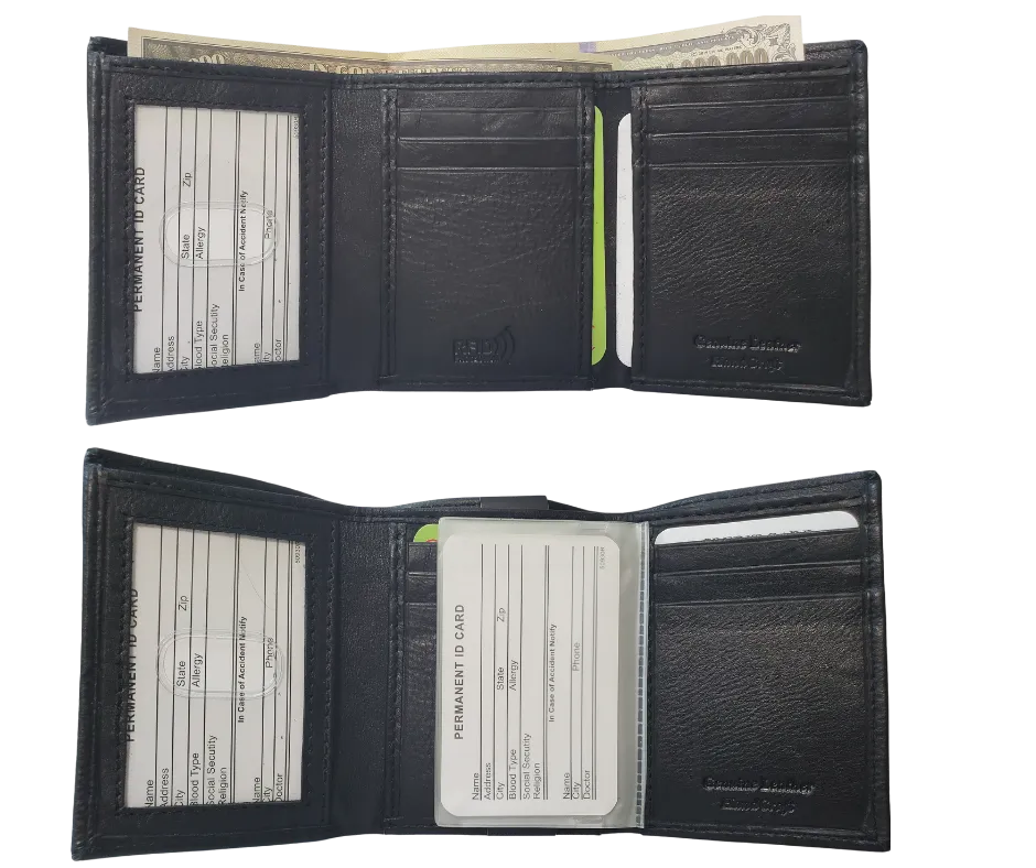 Soft RFID Bi or Tri Fold I.D. Wallet