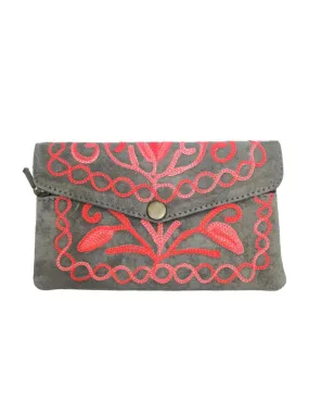 Suede Leather Flap Purse | Kashmiri Flap Purse | 6" Zip Purse